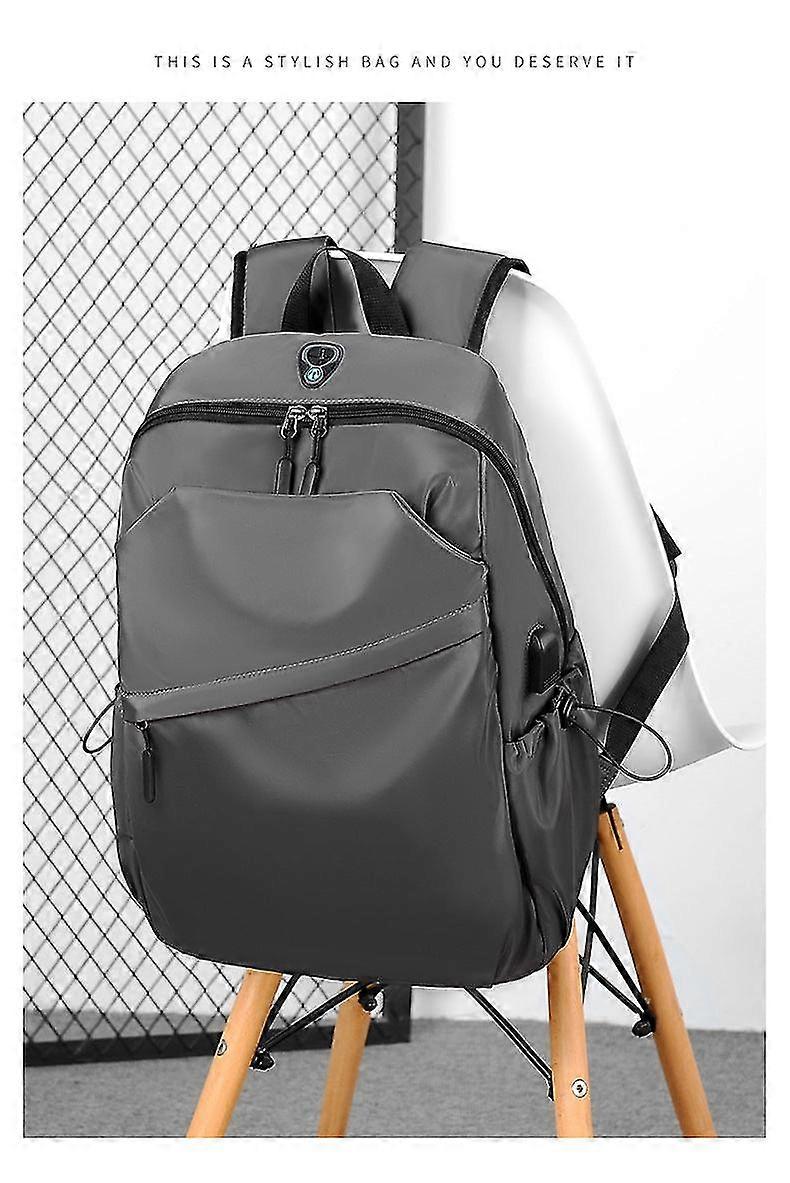 Men Backpack Shoulder Bag Computer Backpack Simple Solid Color Trav...