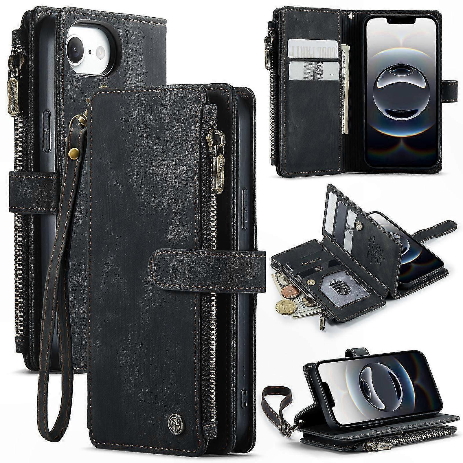 Leather Zipper Wallet with Card Slots for Phone Case