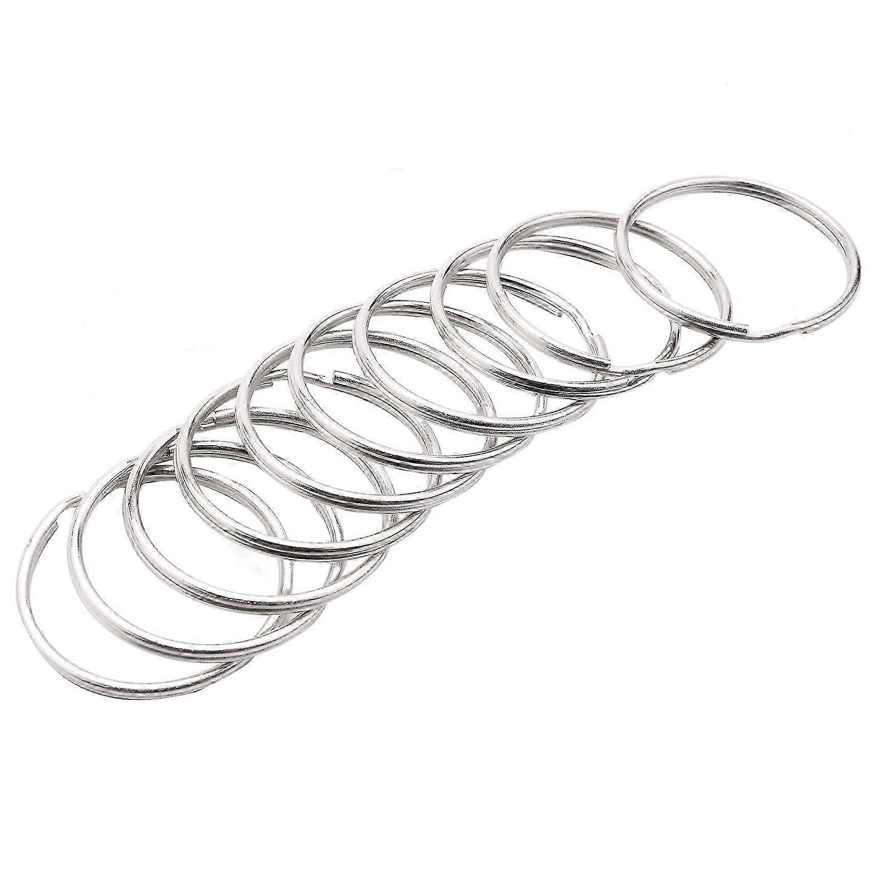 10X Quality 50Mm Keyring Split Rings - Heavy Duty Large Nickel Key Loops & Sprung Hoops for Keys