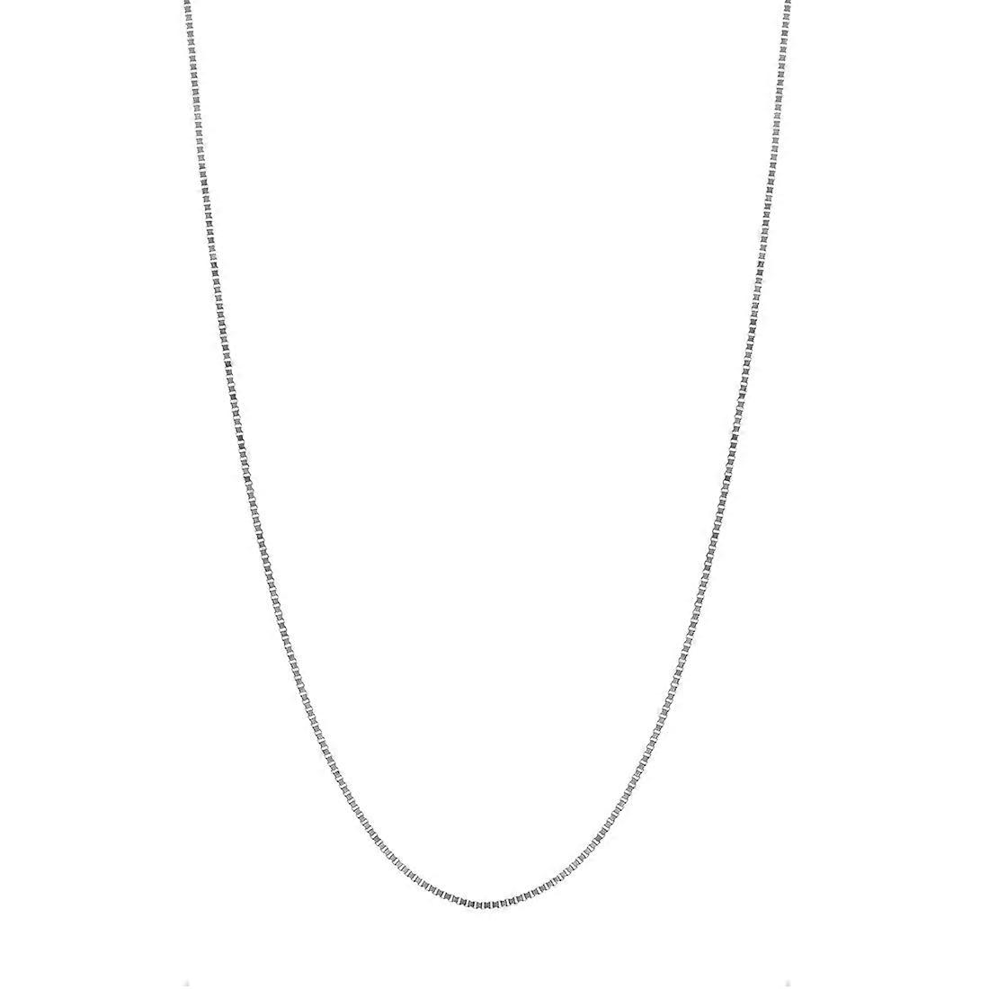 Colar com corrente tipo caixa em ouro amarelo maciço 14k, ajustável em 45 cm (18 polegadas), para homens e mulheres.