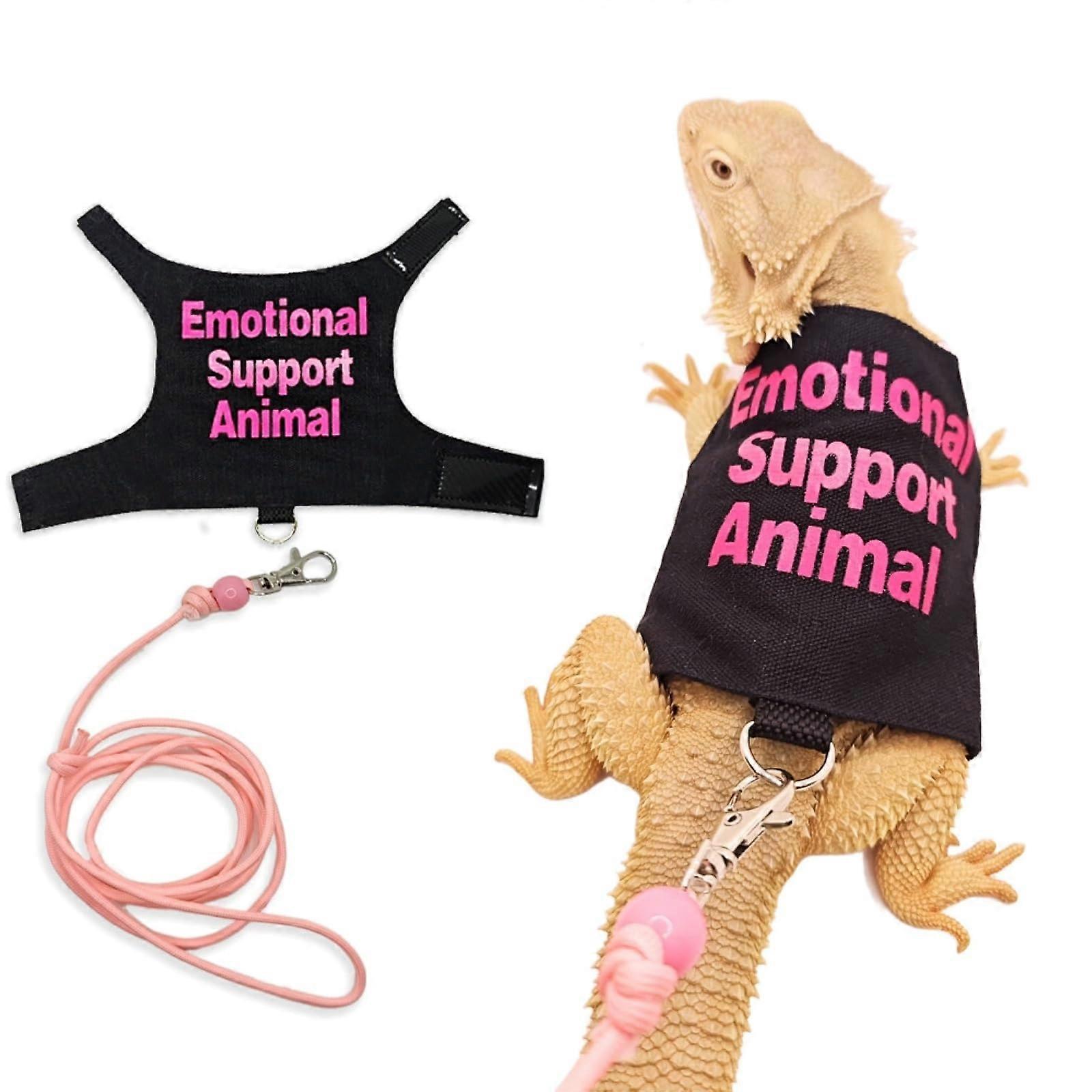 Bearded Dragon Clothes with Leash Set - Handmade Pink Reptile Harness for Small Pets, Guinea Pigs, and Lizards