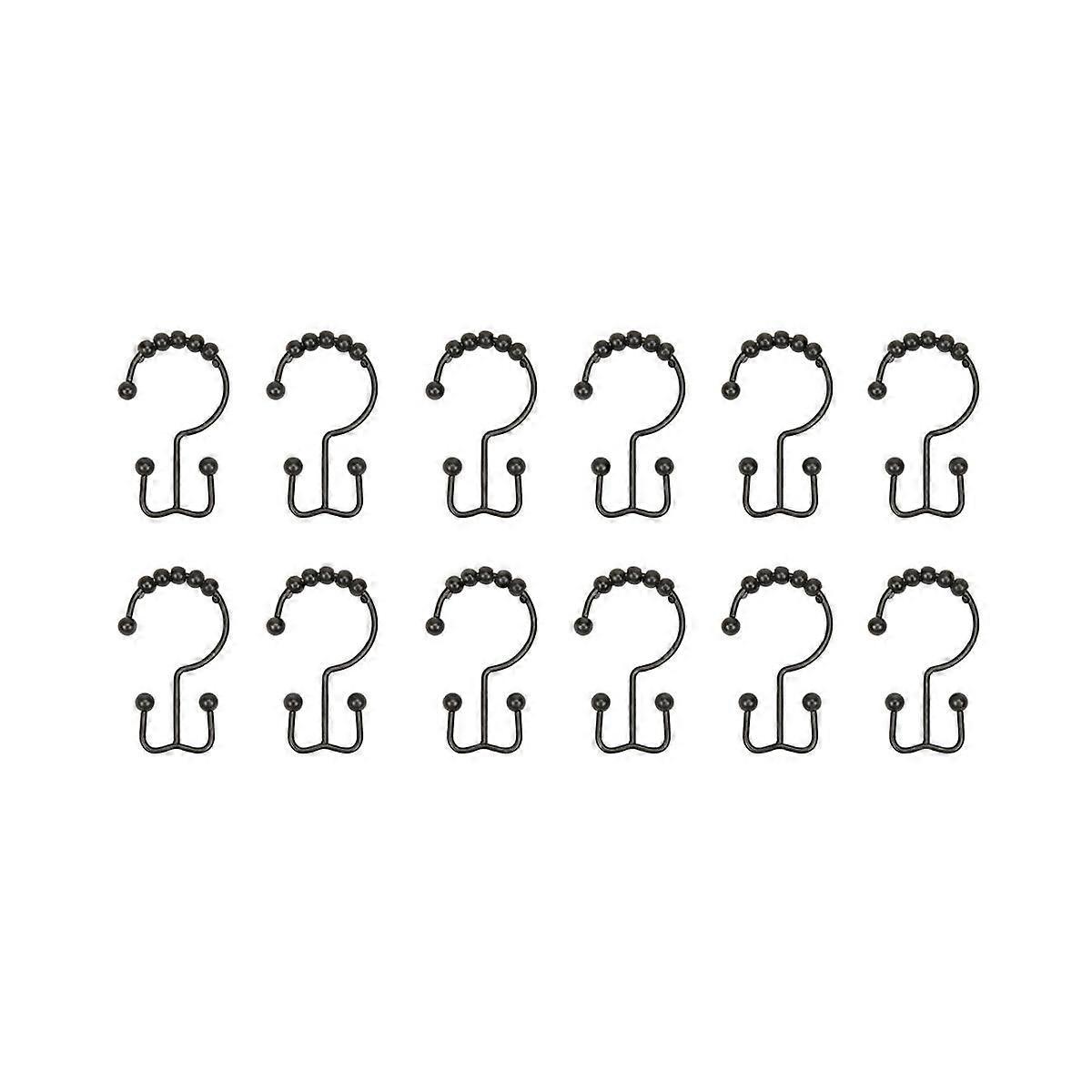 Shower Curtain Hook Ring Rust-Proof Metal Double Sliding Shower Hook Ring Suitable for Bathroom Sho