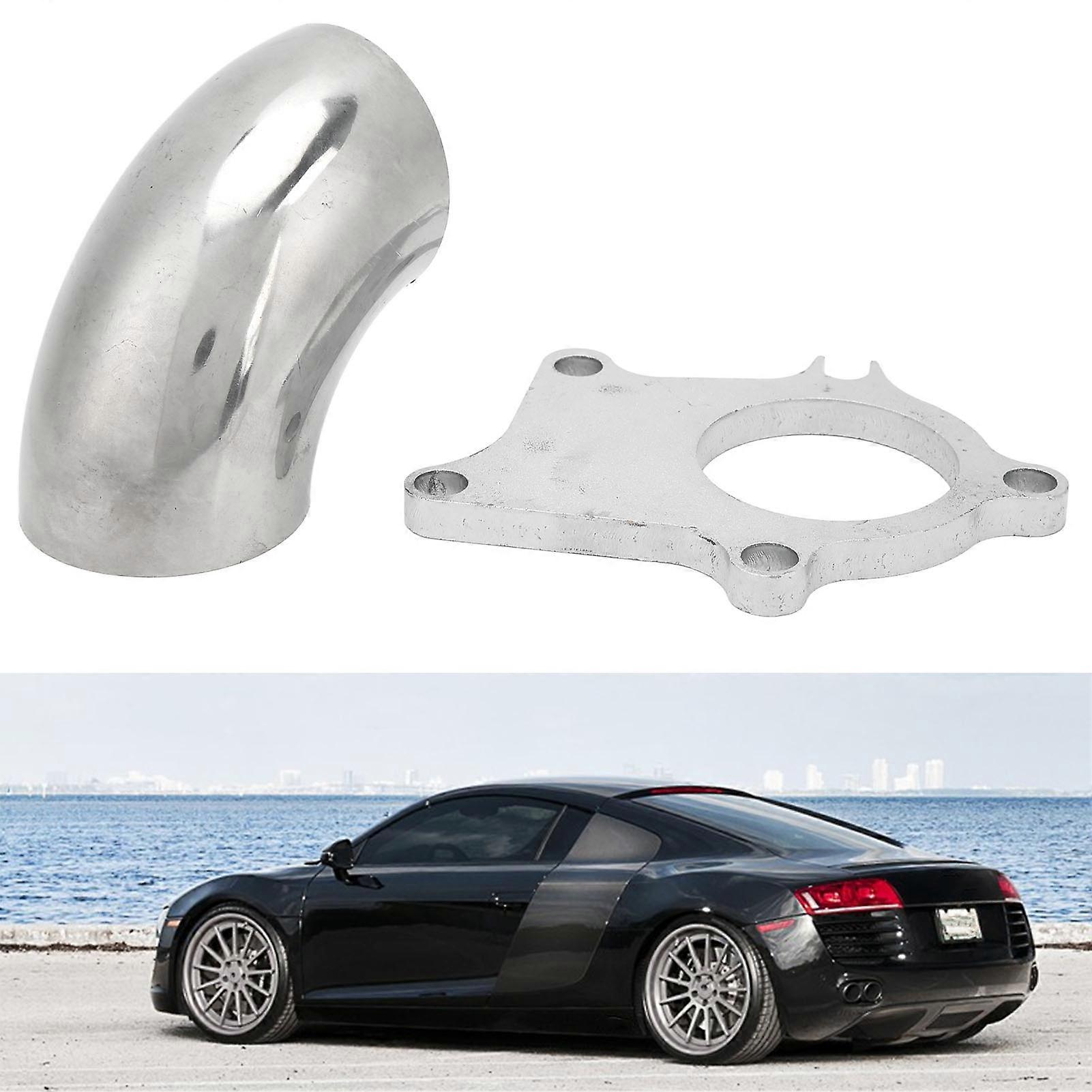 Turbo Downpipe Flange with 2.5in 90° Elbow High Temperature Resistant Fit for T3 T4 5 Bolts Turbo 
