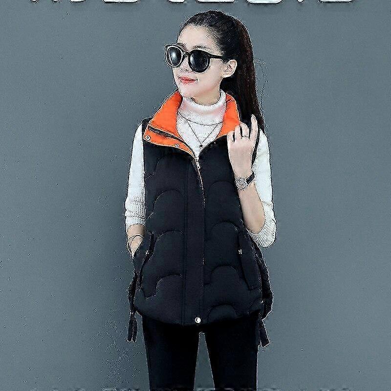 Women's Stand-Up Collar Vest | Solid Color Cotton Padded Sleeveless Jacket | Warm Windproof Layer for Autumn & Winter