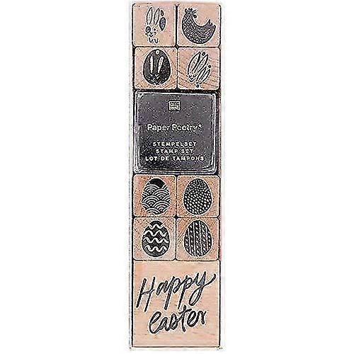 Easter Themed Craft Rubber Ink Stamp Set Scrapbooking with 9 Stamps and Ink