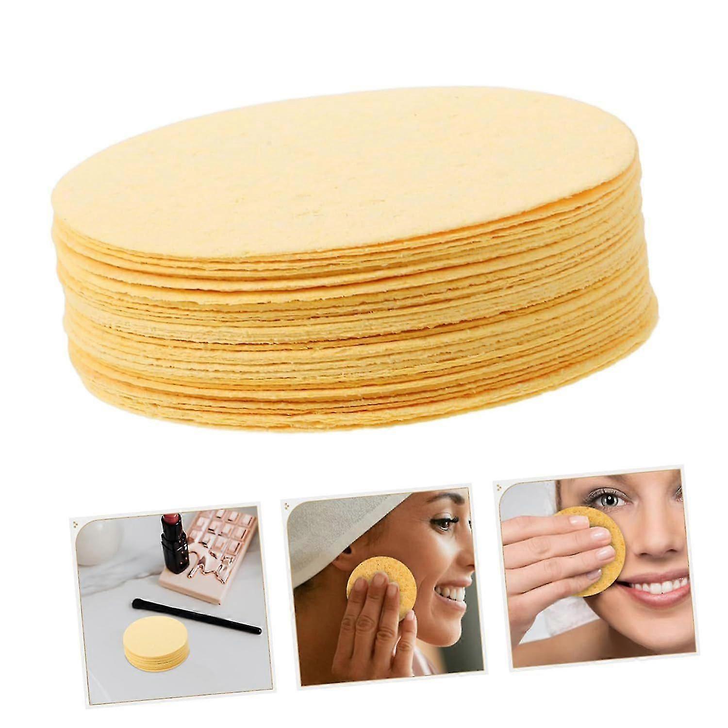 10/50  Compressed Facial Sponges - 100% Natural Cellulose Face Cleansing Sponge Spa Sponges for Face Cleansing, Massage, Pore Exfoliating, Mask, Ma