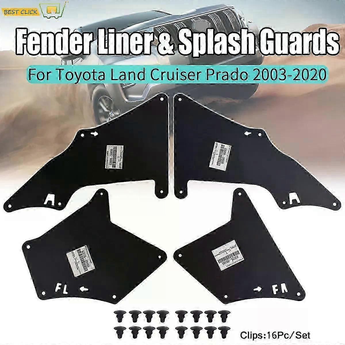 Splash guards for Land Cruiser Prado 2003-2020 with mounting clips