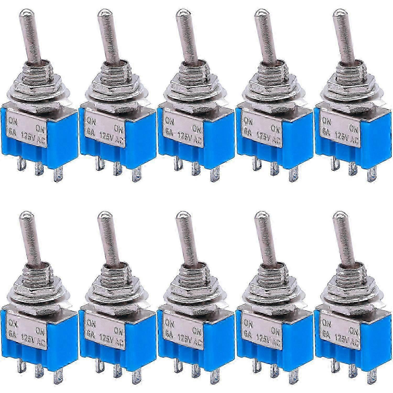10Pcs SPDT Mini Toggle Switch 3-Pin 2 Position ON/ON Miniature Toggle Switch 6A 125V AC Toggle Switch -102