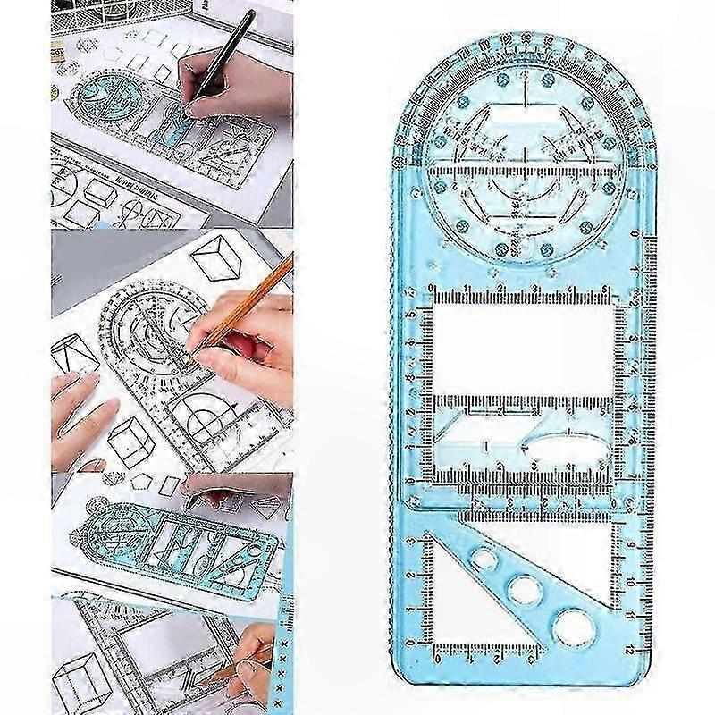 Math Geometry Ruler Set, Multi-Function Drawing Template for School and Office Use