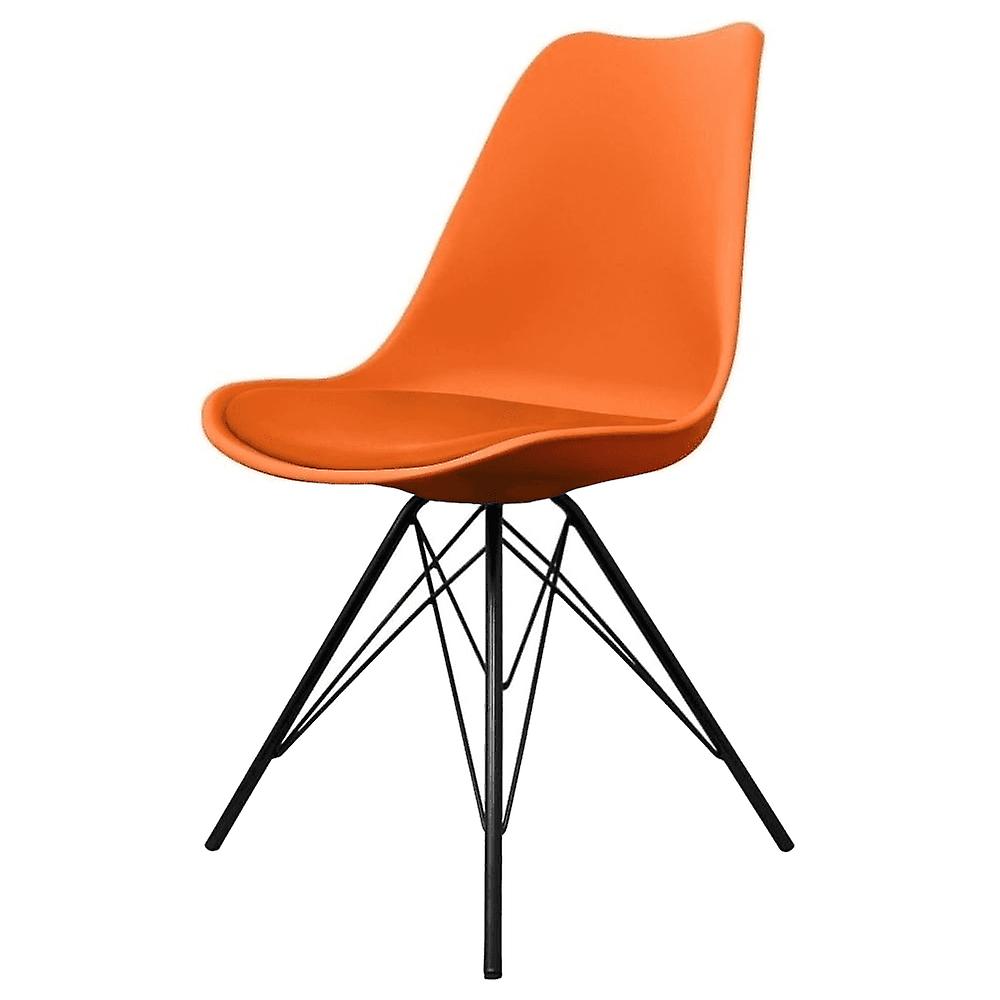 Fusion Living Soho Orange Plastic Spisebordsstol med Sorte Metal Ben