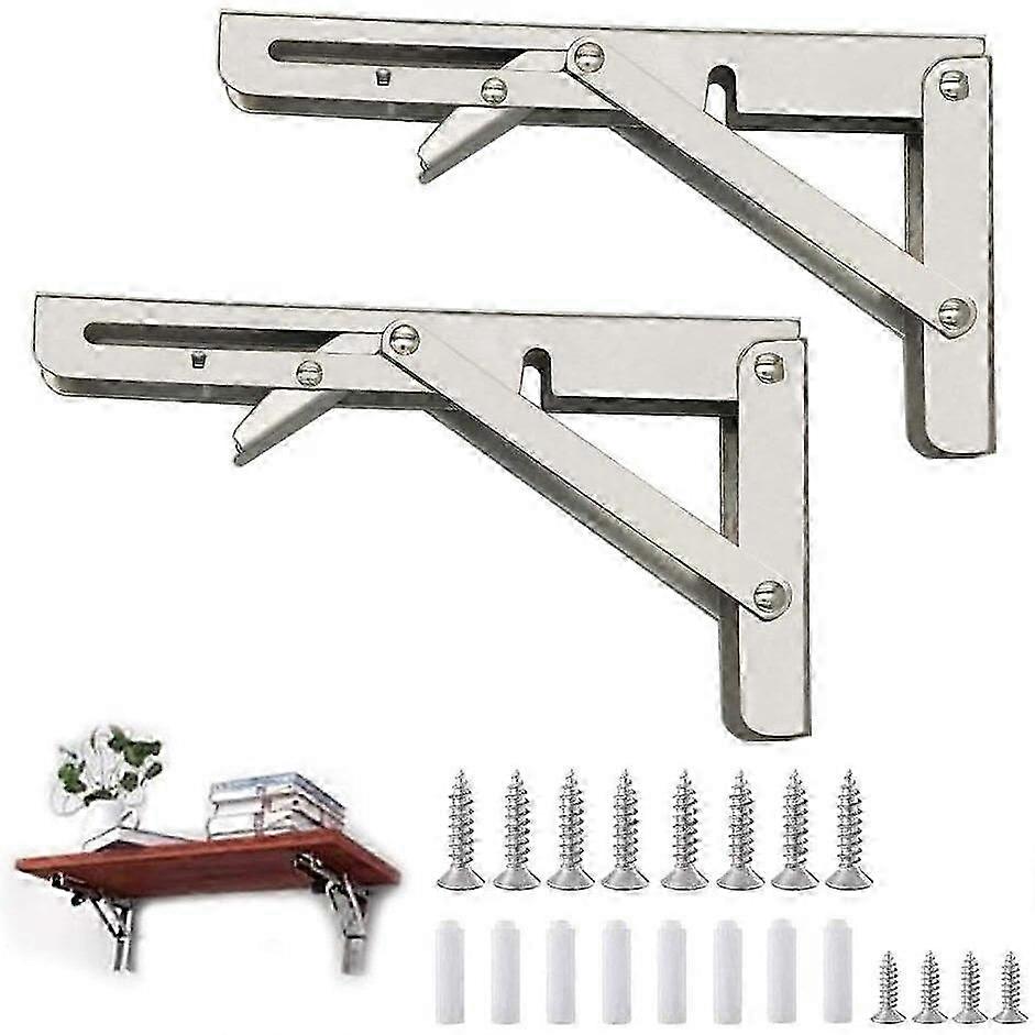 Folding Shelf Brackets, Space Saving Collapsible Wall Mounted Shelf Supports, Heavy Duty Stainless Steel DIY Bracket for Various Home Projects 2025
