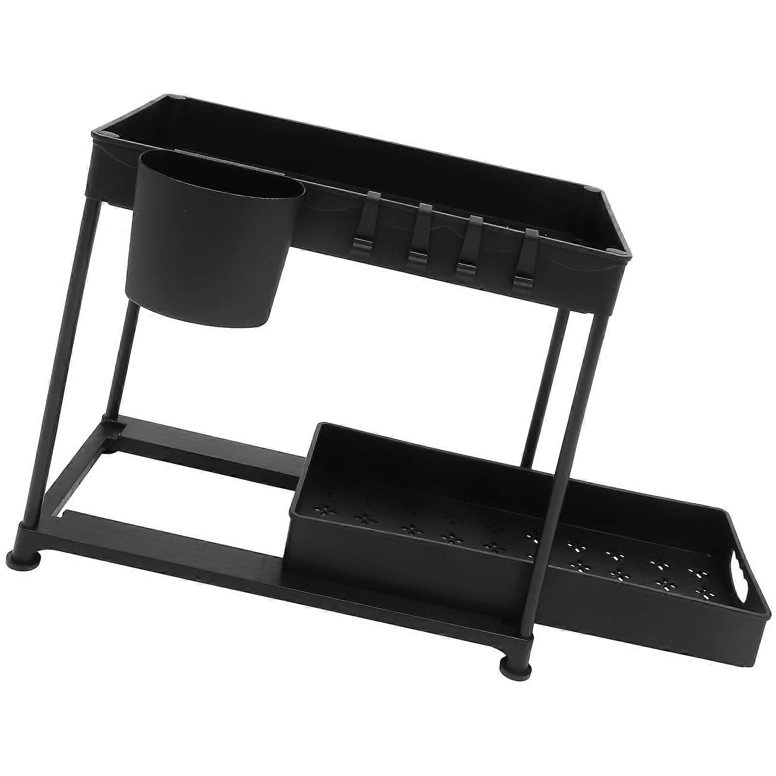 Under Kitchen Sink Organizer Sliding Basket Organizer with Hook Cup 1Set