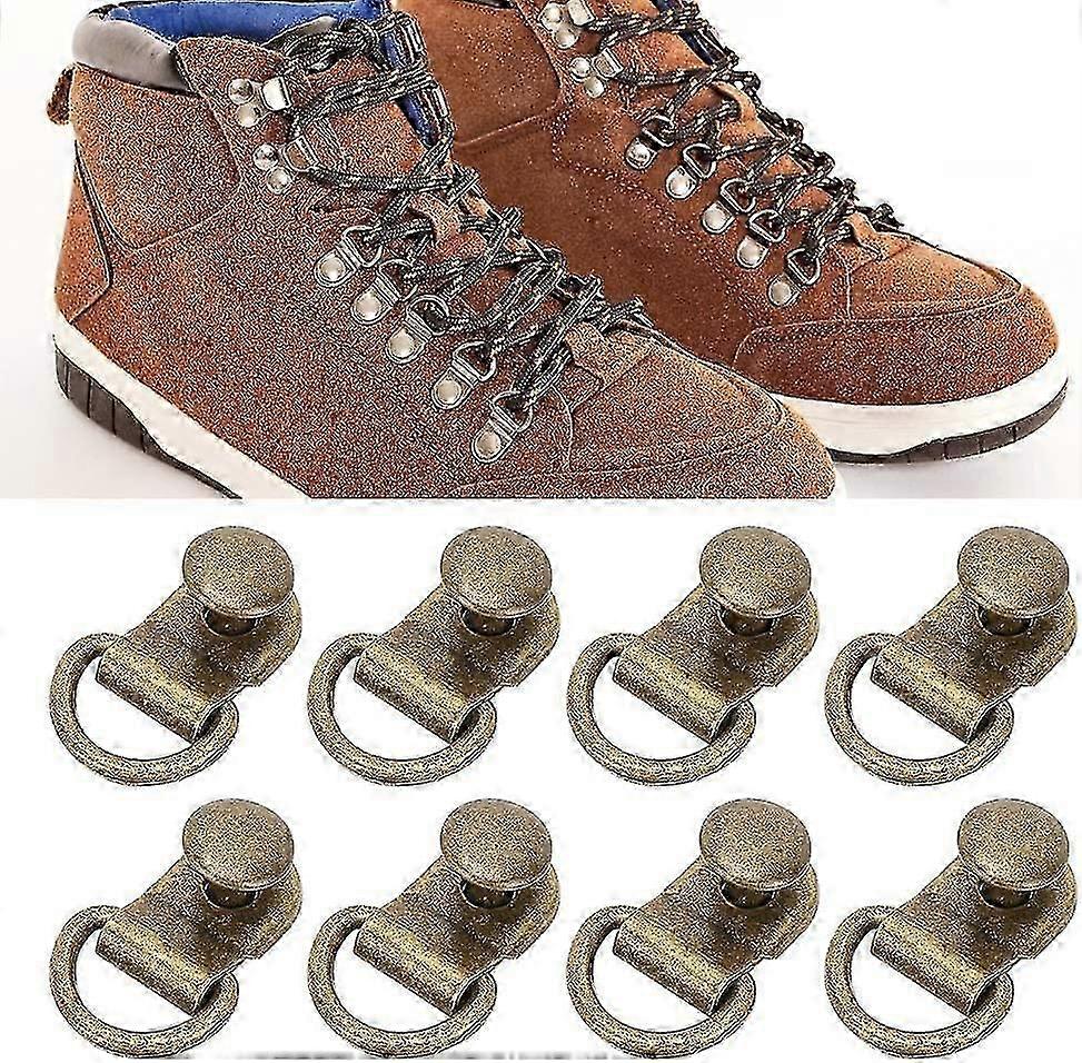 100 Sets Shoelace Hook, Loop Ring With Rivets, Shoe Boot Buckle Shoelace Hook Dring Eyelet Buckle Brass Shoe Leather Bag Diy Rivet Tool, 9x14mm