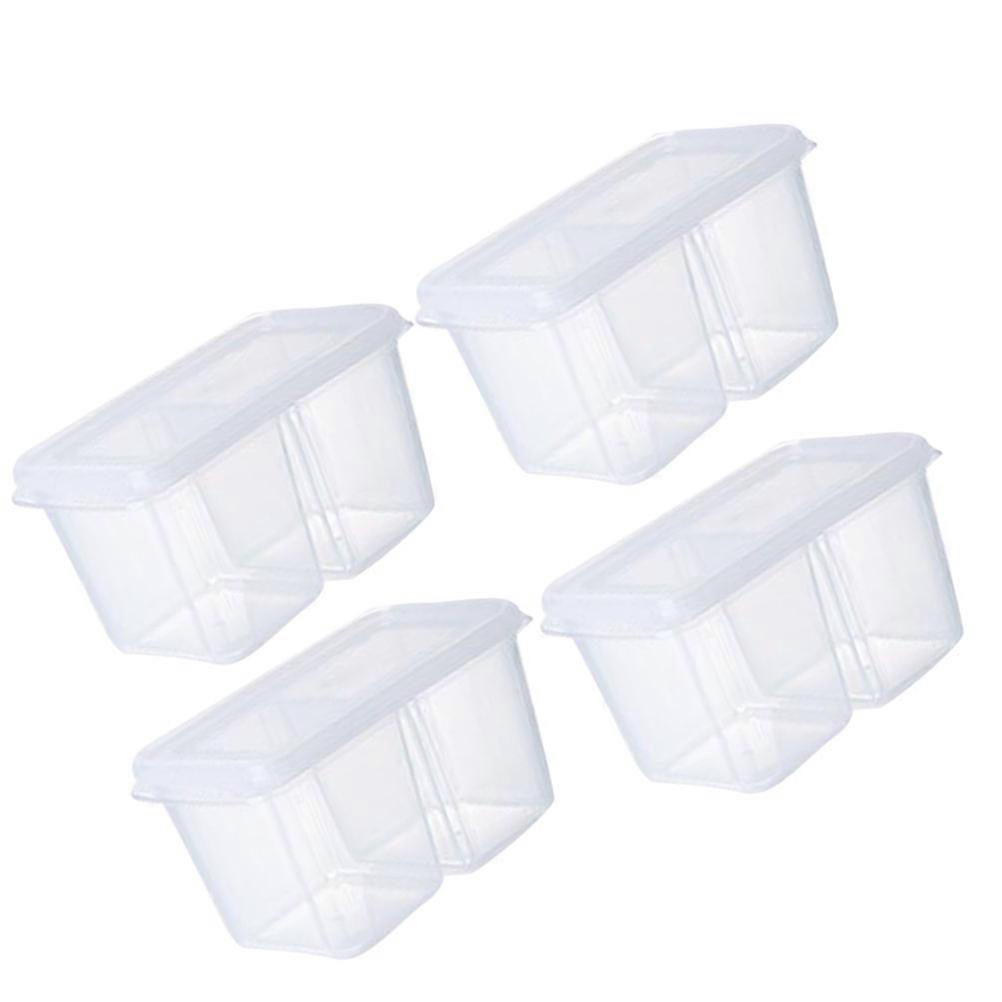 Sauce Storage Box for Kitchen Use 4Pcs Transparent Double Grids Storage Box