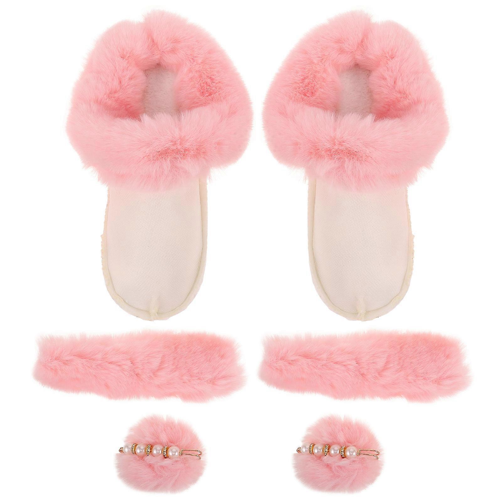 Winter Shoes Liner Cotton Shoe Stockings for Shoe 1Set Plush Pink