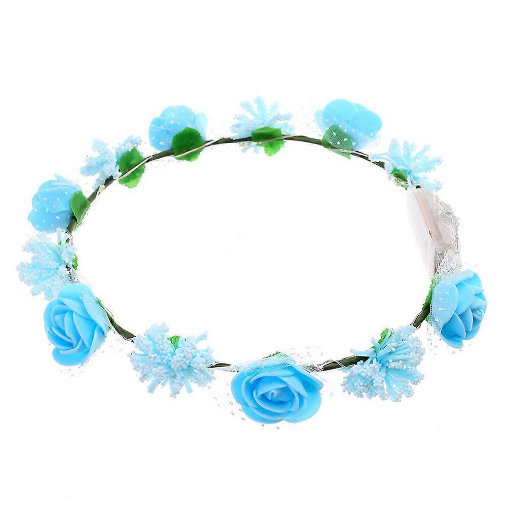 Bright LED Rose Flower Leis Glowing Flower Lei for Decoration Use Blue