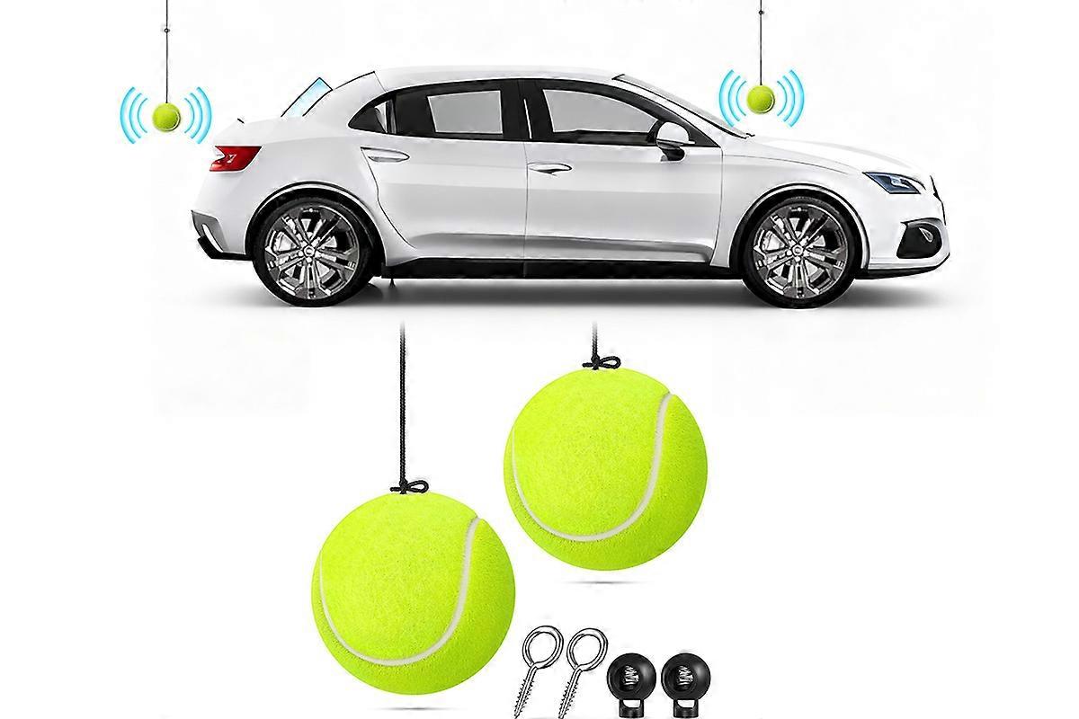 2Pcs Garage Parking Aid Tennis Balls with Adjustable String Vehicle Stopper