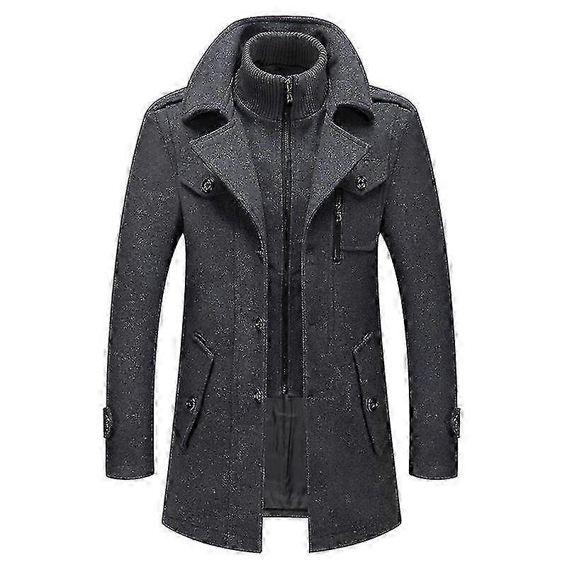 Men's Gentle Layered Collar Single Breasted Quilted Lined Wool Blend Pea Coat 2025