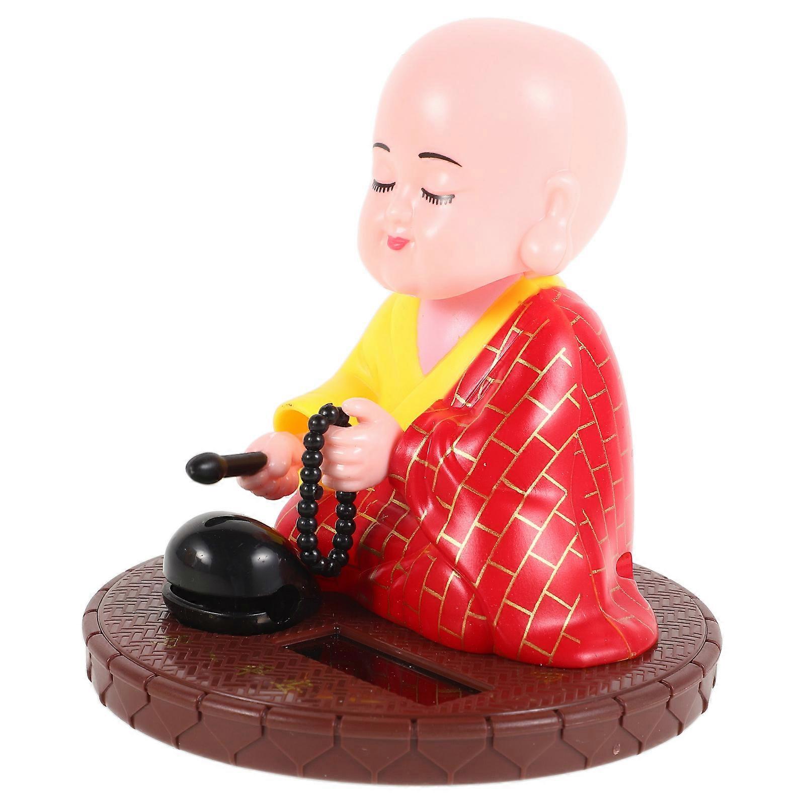 Solar Powered Buddha Monk Shaking Head Toy for Car Dashboard 2Pcs