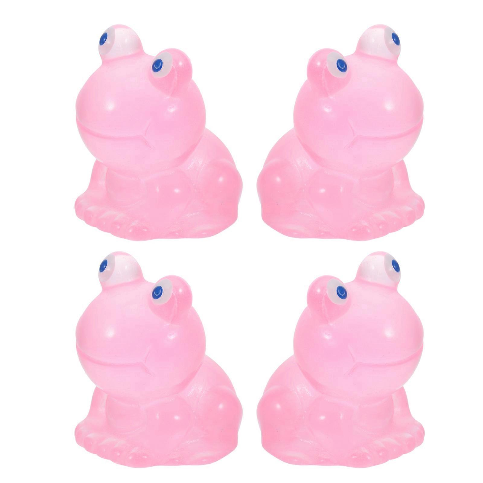 Rosy Resin Frog Figurines for Decoration 4Pcs Miniature Glow in The Dark