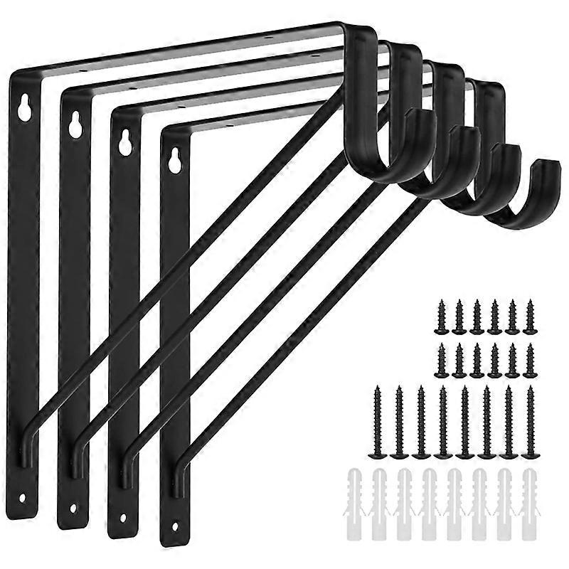 4PCS Heavy Duty Black Closet Rod Brackets
