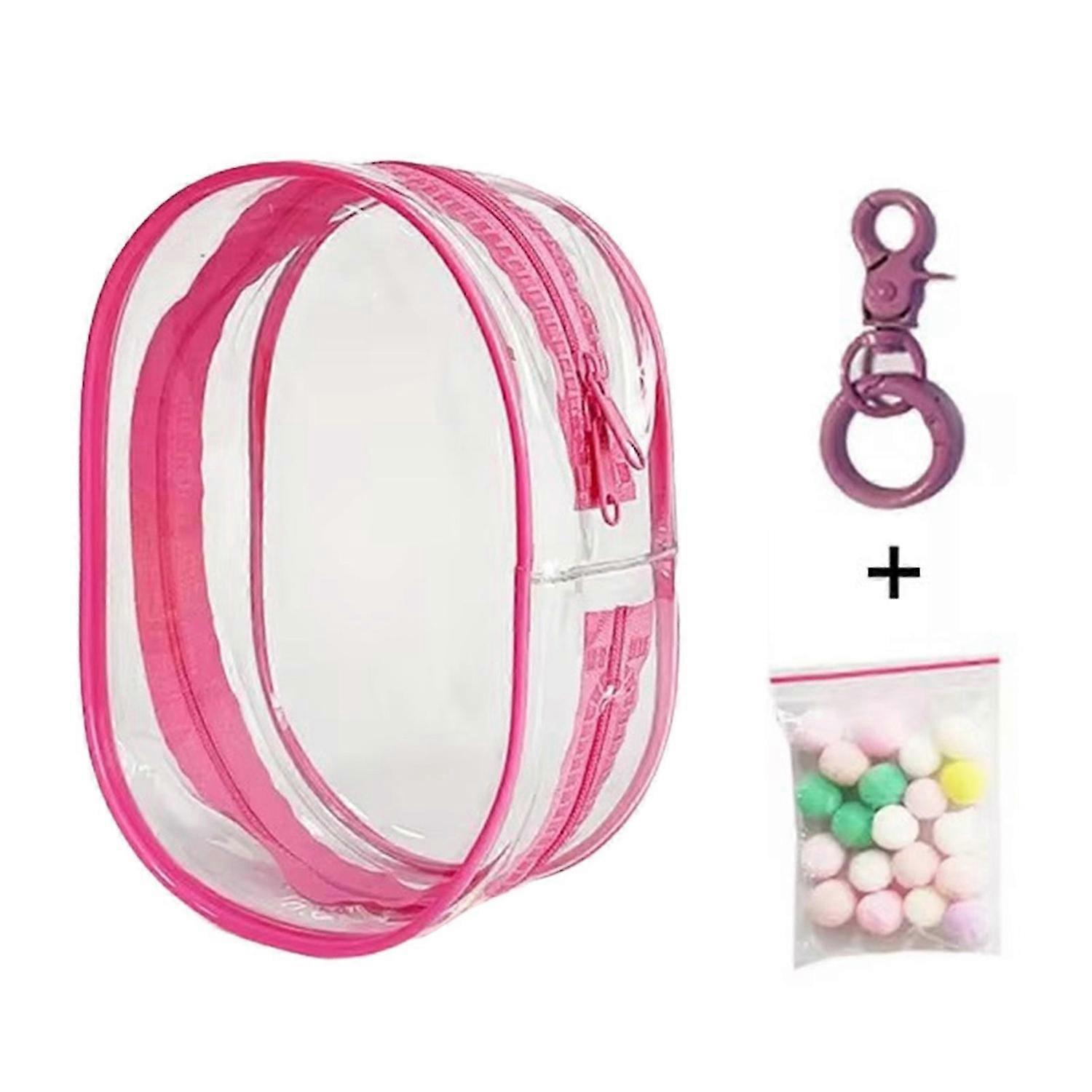 Doll Carry PVC Bag Portable Dustproof Zipper Display Bag with Keychain Ball for Children Outing Travel Durable Cute Secure Convenient Fun