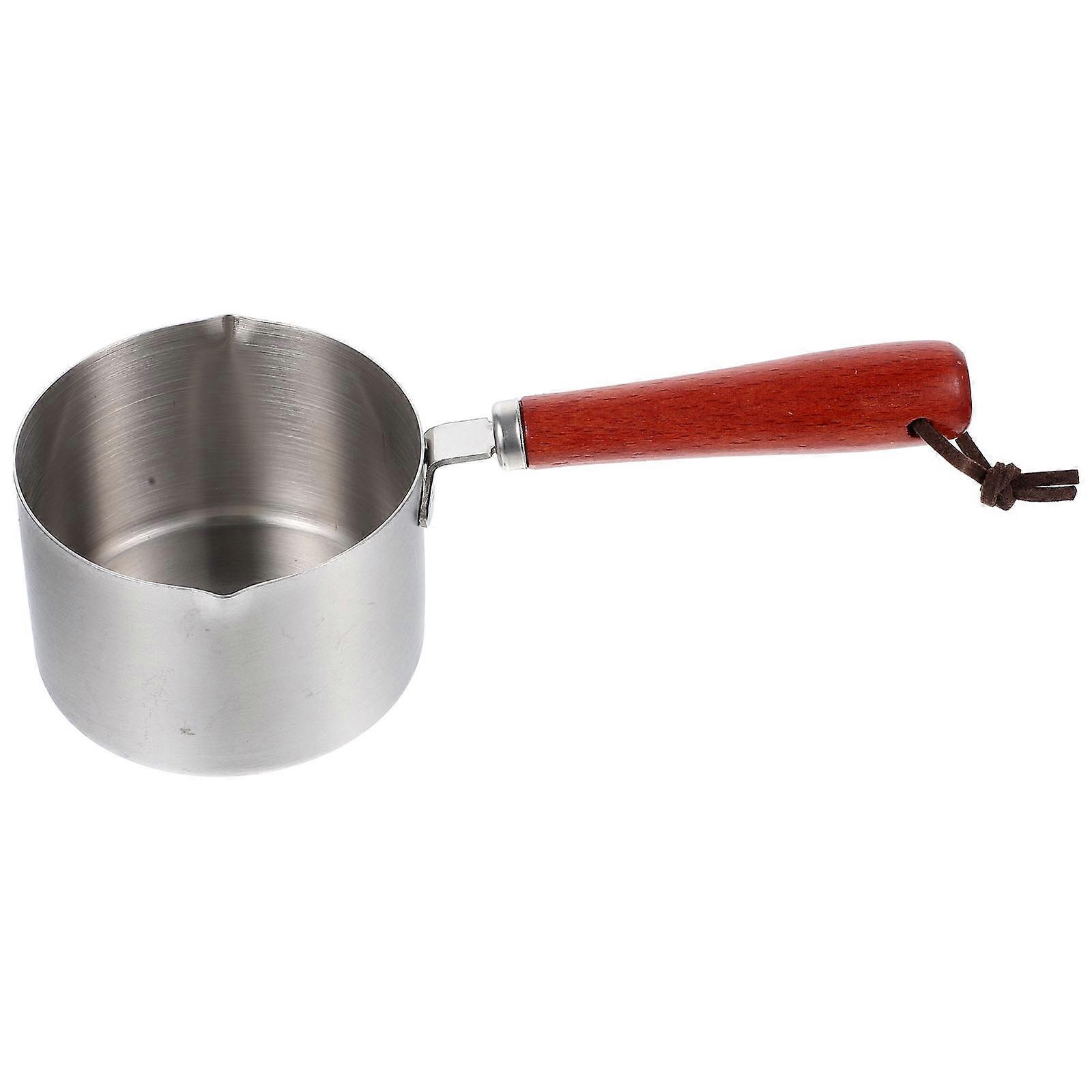 Small Rectangular Oil Pot For Household Use In Silver For Storage And Cooking With Wood Handle Design 2Pcs