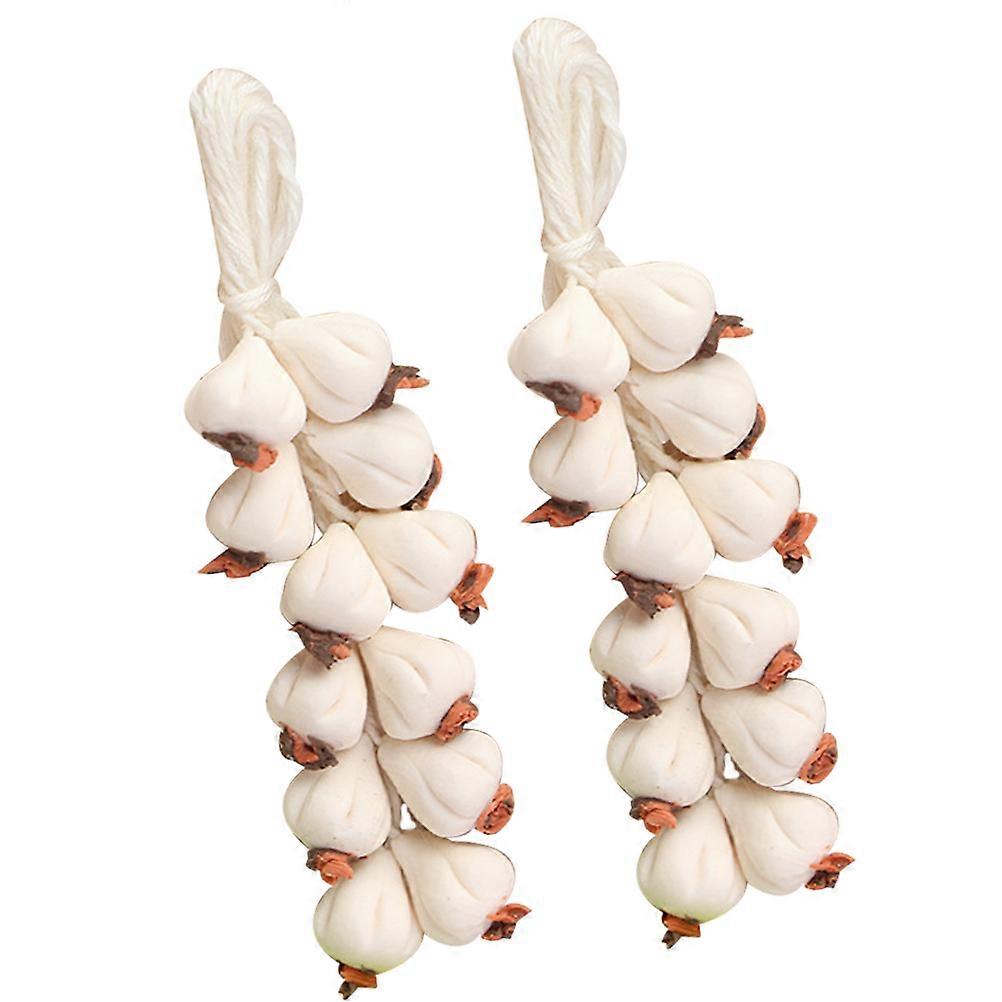 Handmade Mini Garlic Model Mini Garlic Decor for Decor 2 Strings Resin