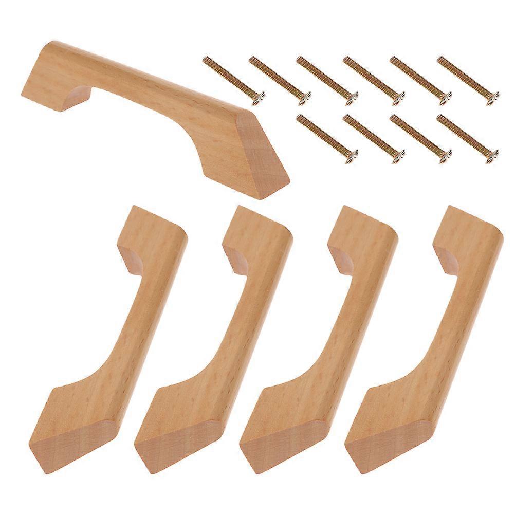 Beech Wood Cabinet Pull Handles for Furniture Use 5Pcs Drawer Knobs