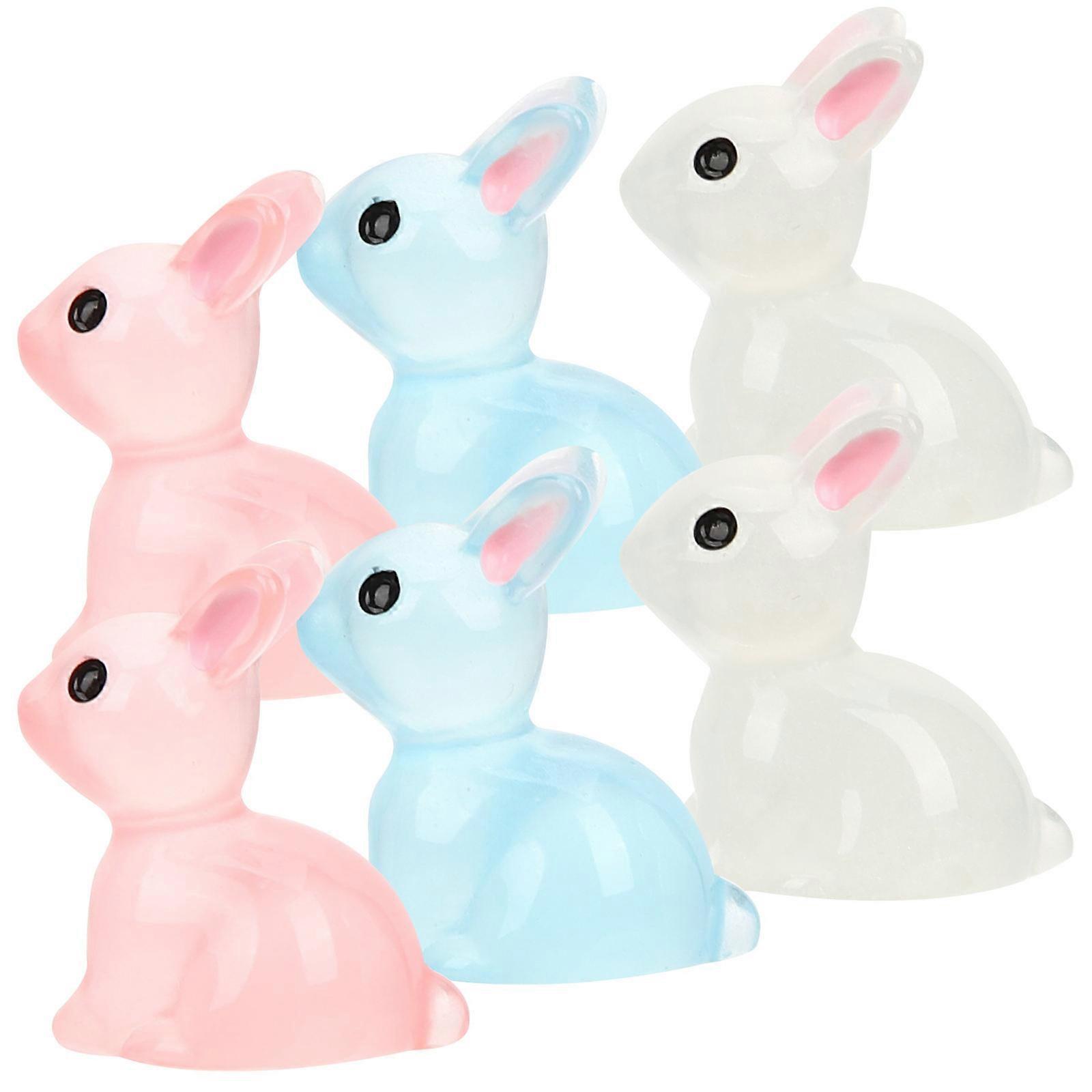 Mini Bunny Figurines Glow in The Dark for Decoration 54Pcs Assorted Color
