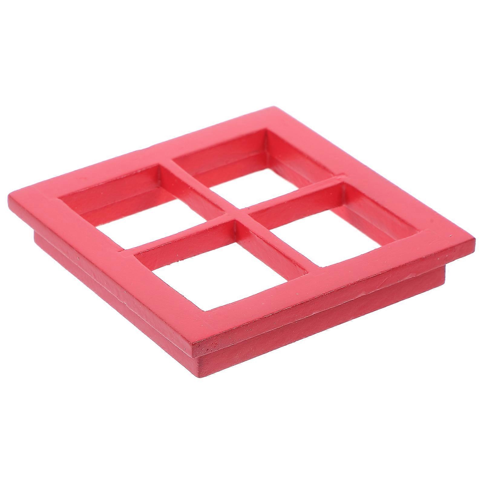 Red Miniature Window Dollhouse Window Model for Doll House 3Pcs Wood