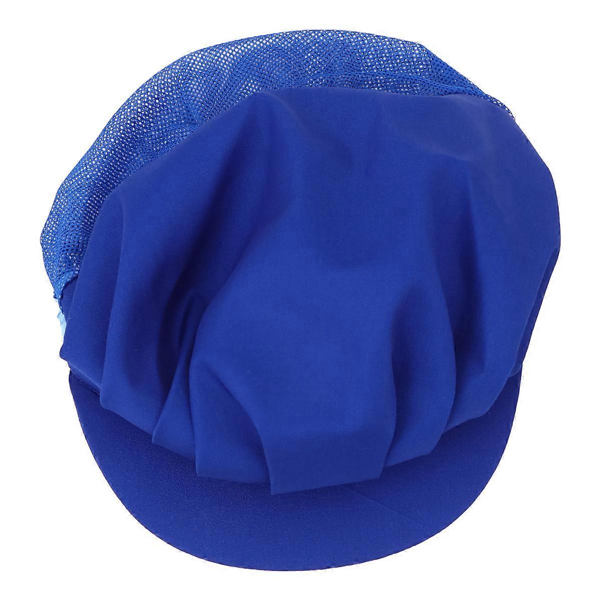 Mesh Working Cap Chef Hat for Work 3Pcs Breathable Protective Hat Blue