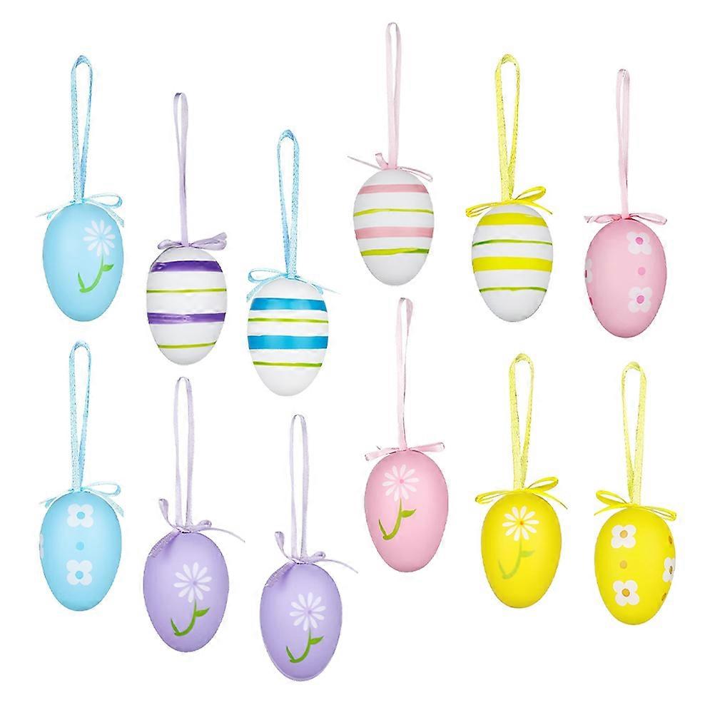Easter Hanging Eggs Plastic Colorful Easter Eggs Hanging Ornaments 120Pcs