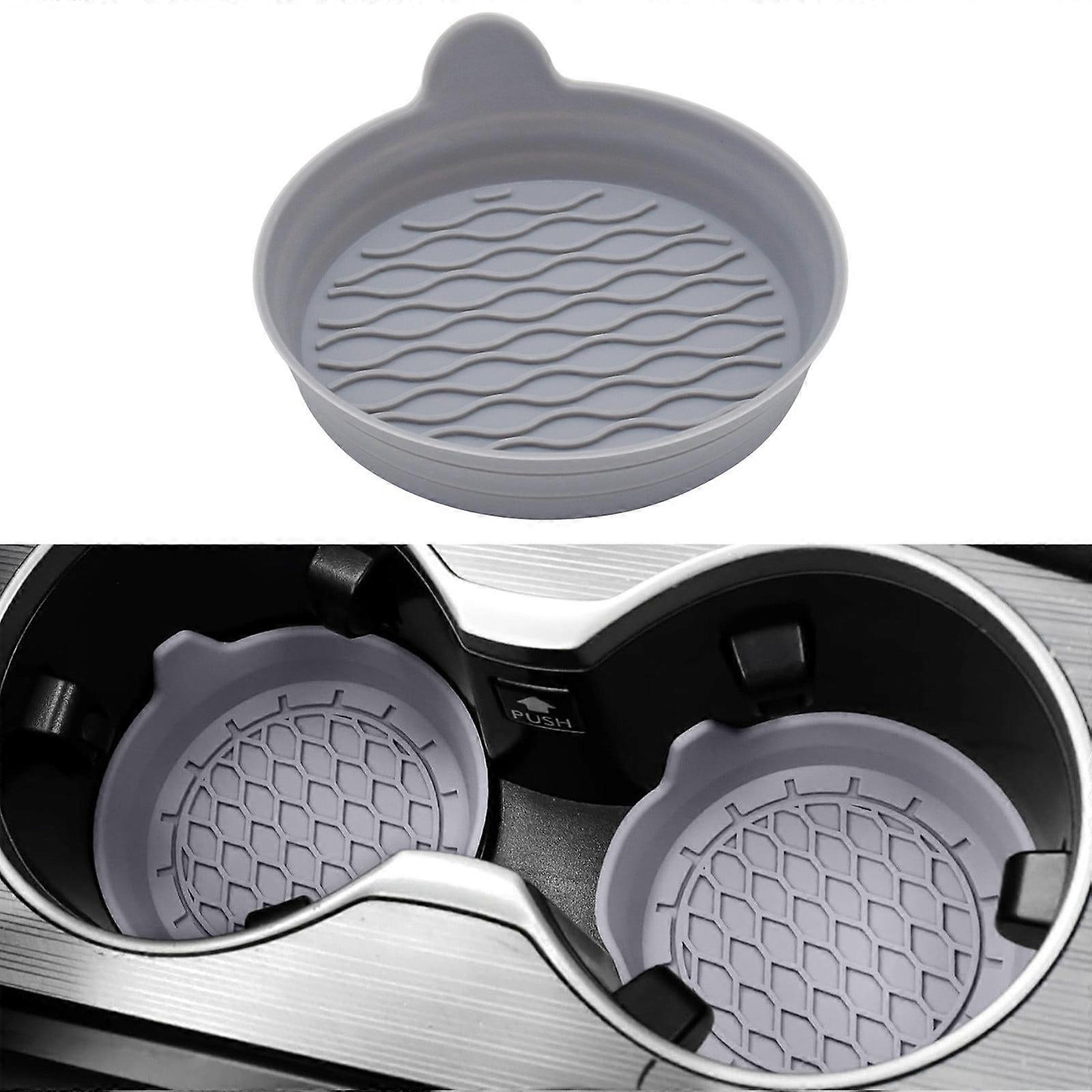Tkrady Car Coasters for Cup Holders, Silicone Universal Vehicle Coasters, Set of 4 Pack, 3-1/8" Diameter (Grey)