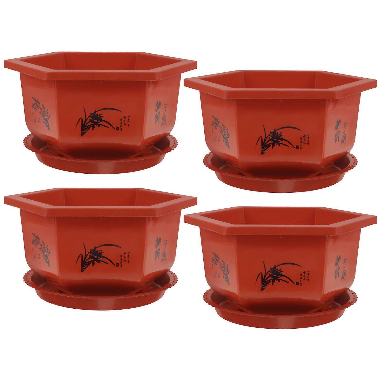 Thickened Hexagonal Bonsai Plastic Flower Pots for Planting 8Pcs