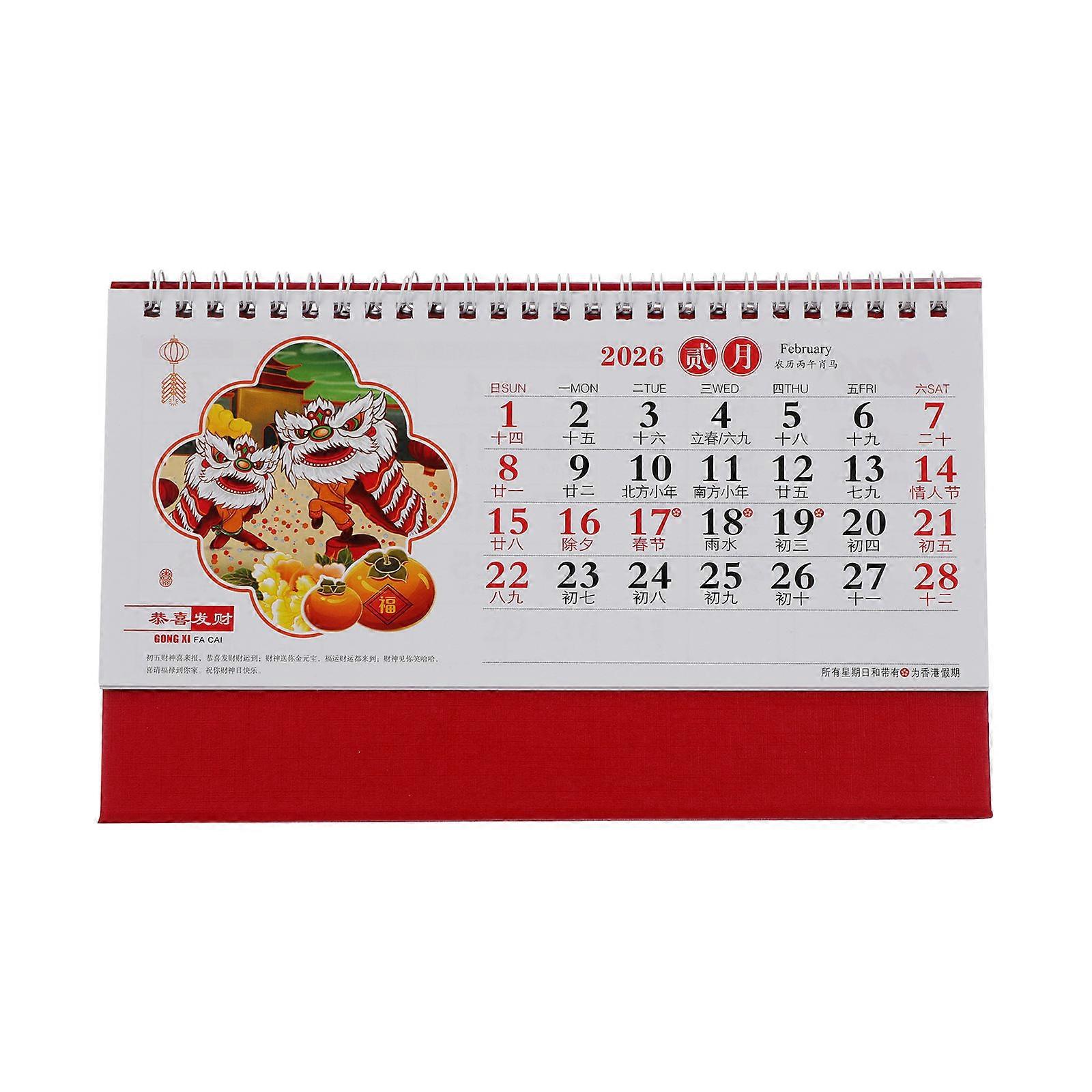 Year Of The Horse 2026 Desktop Calendar Decorative Accessory For New Year Celebration With Vintage 1Set