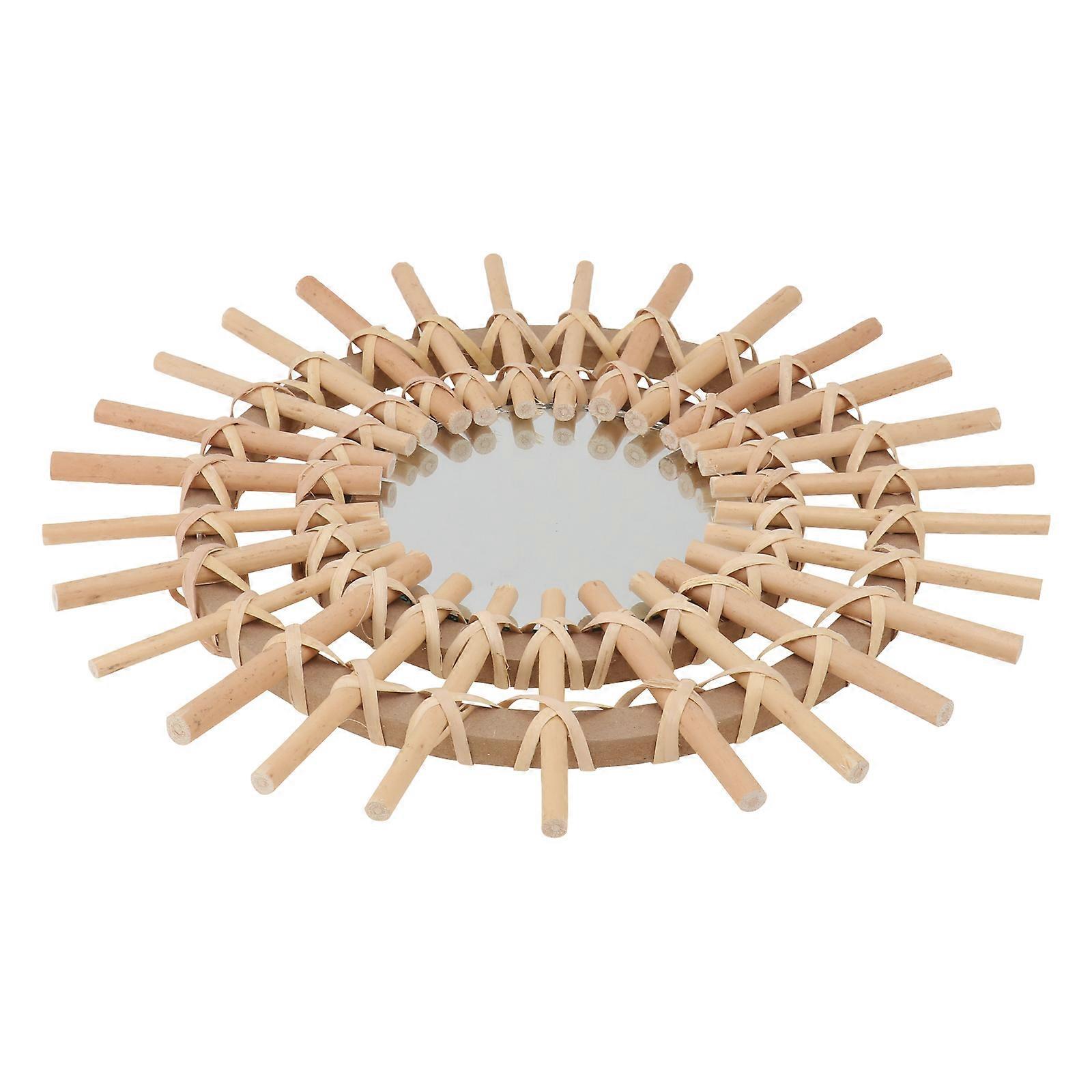 Weaving Makeup Mirror Rattan Wall Mounted Mirror 2Pcs for Home Use