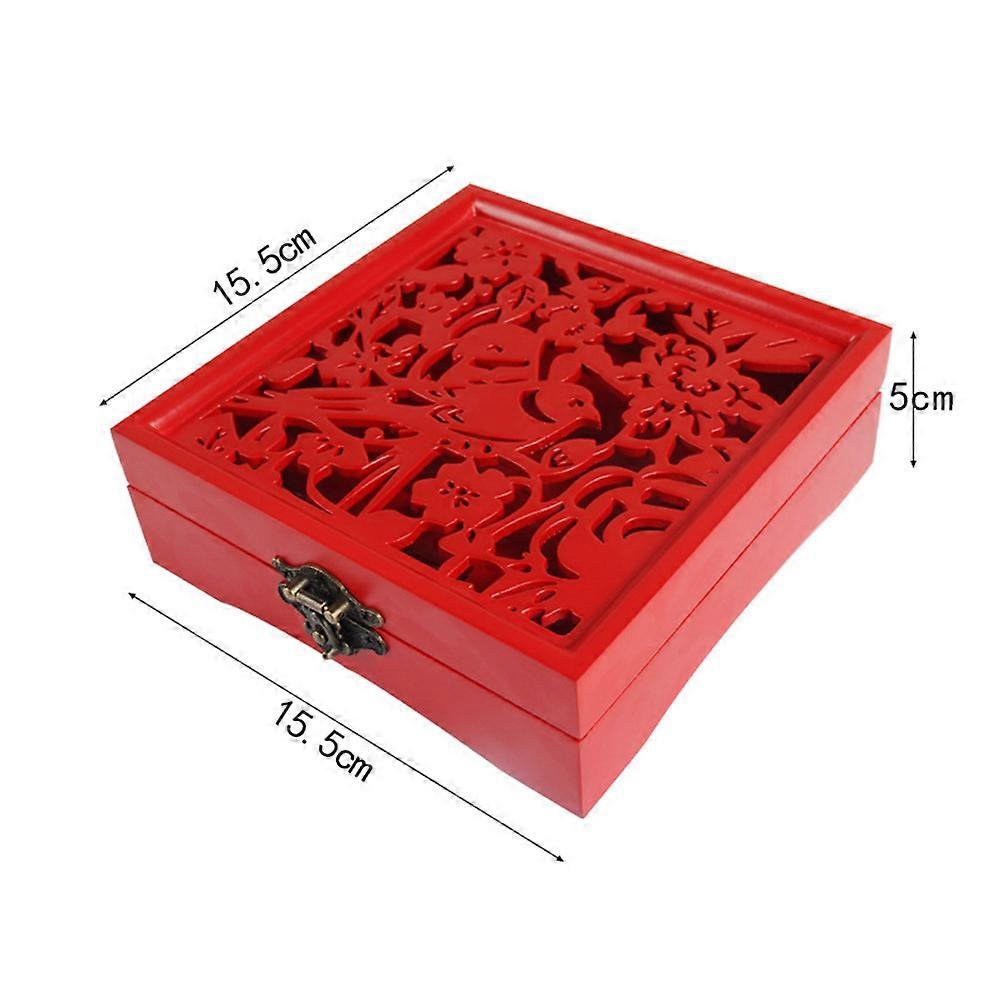 Chinese Style Storage Box Square Shape Red Color for Wedding Favors and Home Party 1Set