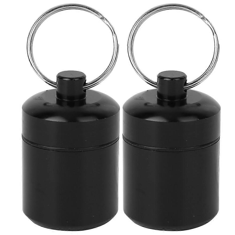 2Pcs/Set Aluminum Alloy Mini Medicine Container Box Waterproof Sealing Metal Can with Key Ring for Coin Earplug  Storage