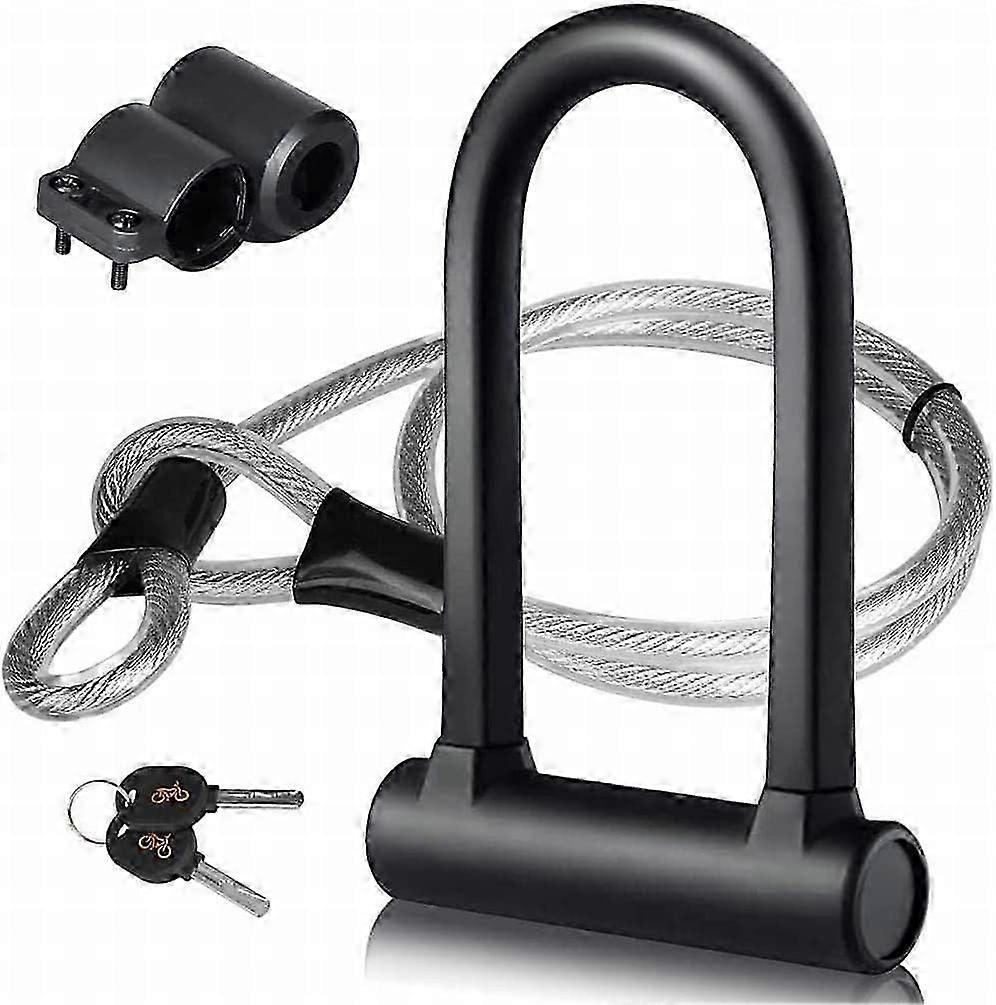 2025 Latest Model Bike Lock, U-Lock for Bicycle with 1.2 m Flex Steel Cable and Robust Mounting