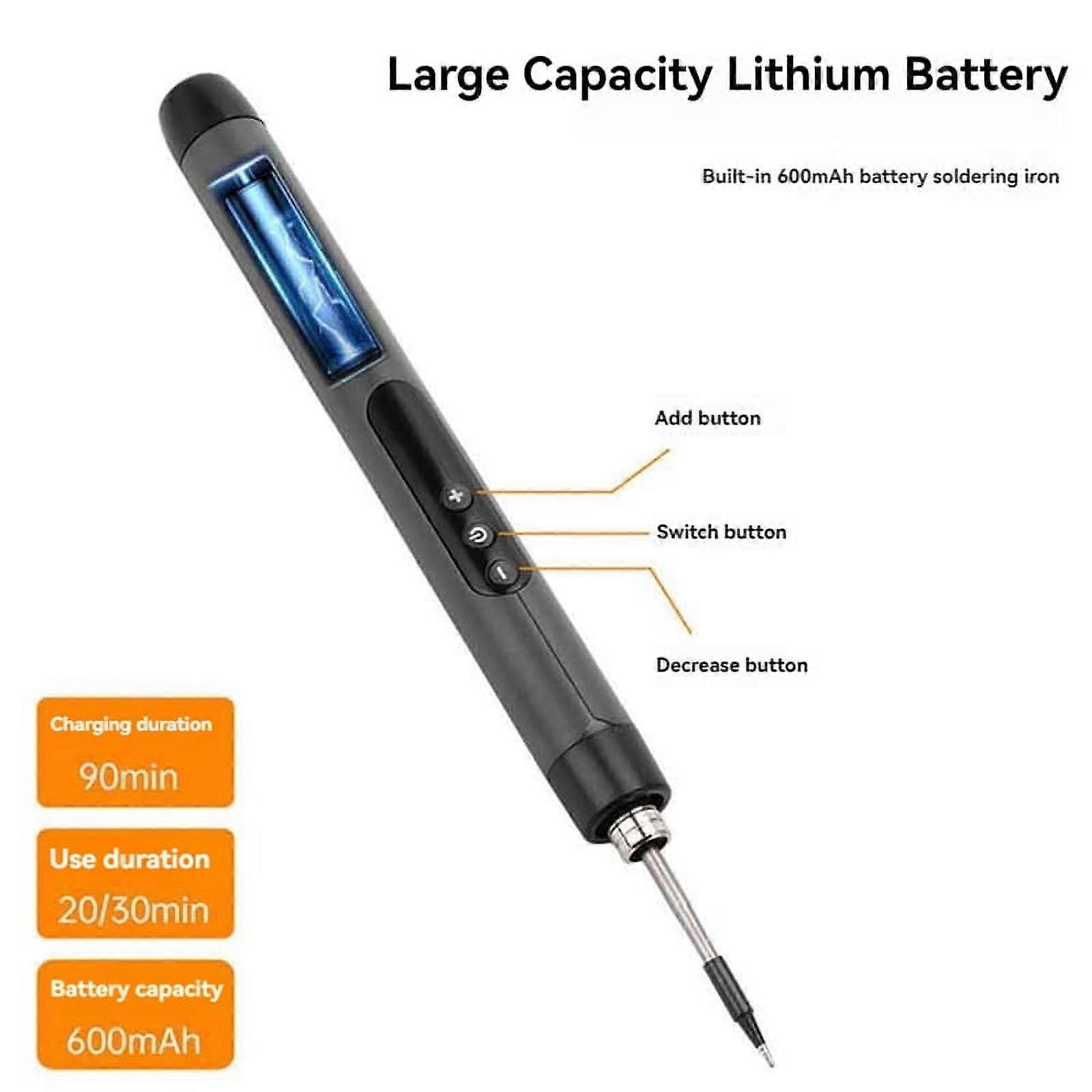 5V USB Soldering Iron Mini Small Soldering Iron Set Portable Type-C Interface 600mAh Battery Adjustable Temperature