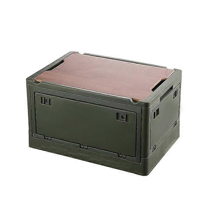 Storage Box With Wooden Table Board Multi Functional Portable Organizer For Camp Fishing Car