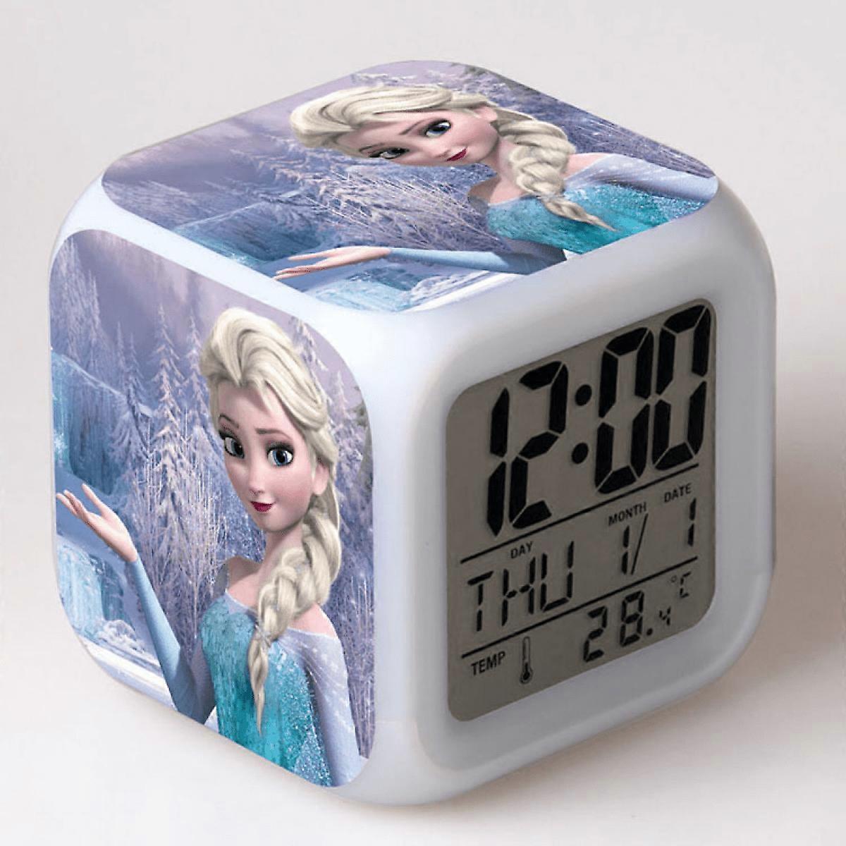 LED Alarm Clock with Frozen Pattern - Glowing Colorful Digital Desk Clock, Compatible with HTNL#165, Gift for Kids & Adults
