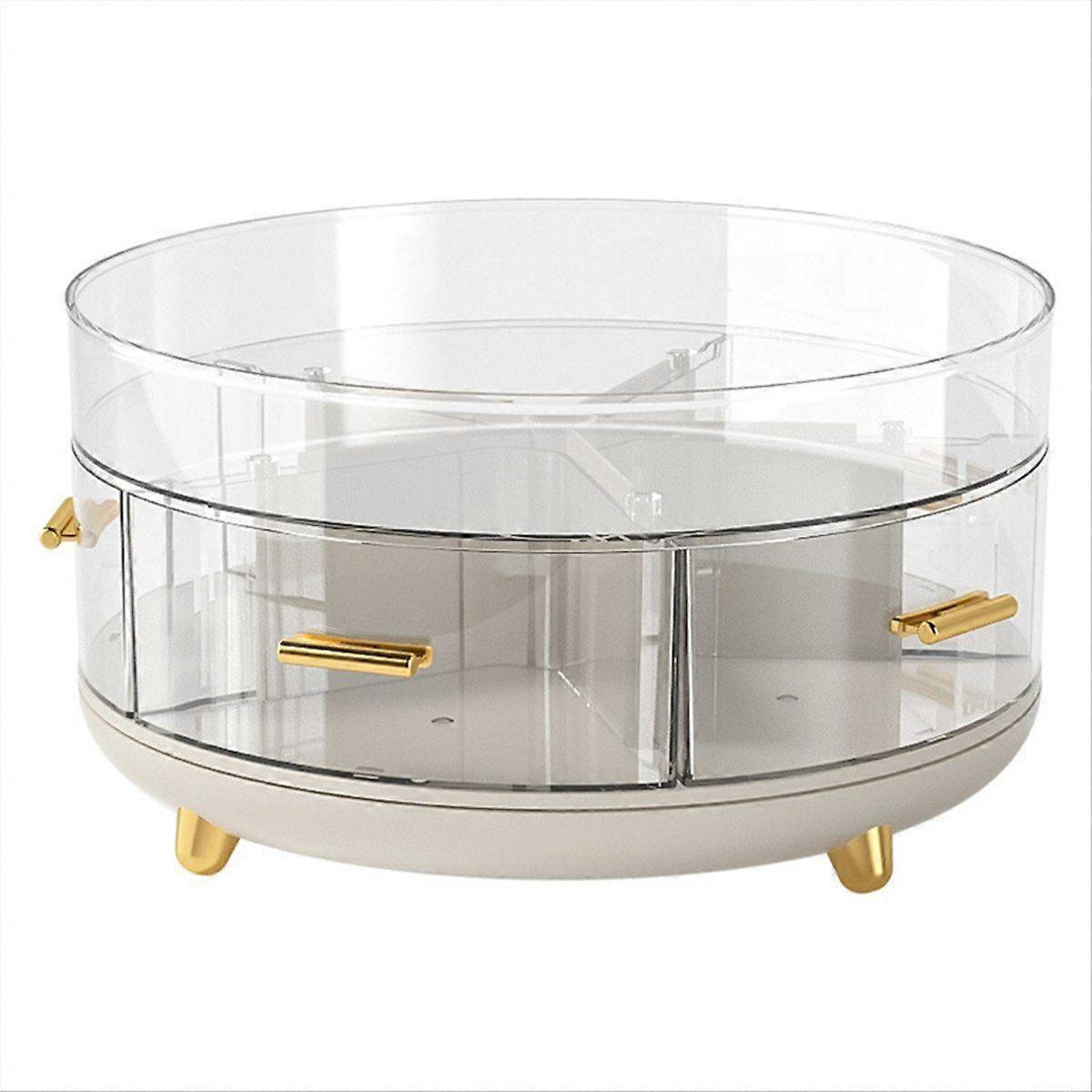 2 Tier Rotating Makeup Organizer Countertop,Bathroom Organizers and Storage,Rotates 360 Degrees with 5 Divider
