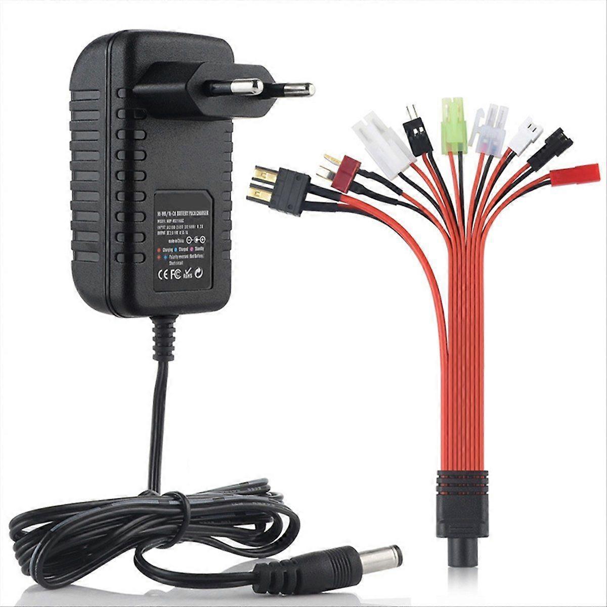 9-i-1 fjernstyret batterioplader til 4,8V 7,2V 8,4V 9,6V NiMH/NiCD, fjernstyret biloplader til 2,4V-12V NiMH/NiCD batteripakke EU-stik