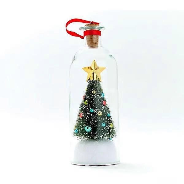 Christmas Tree Recordable Voice Message Ornament Playback Cork, Snowy Scene in Bottle for Home Xmas Festive