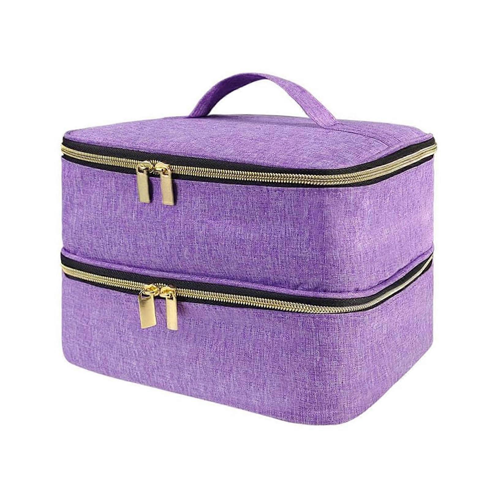 Sewing Enthusiasts' Essential Double Tiered Organizers Case Fashionable Purple Tool Pouches With Zippered Compartments