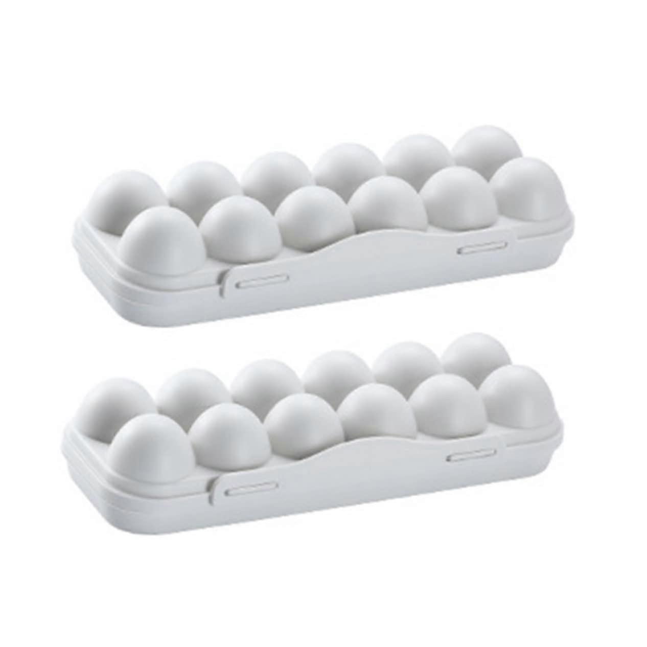 2pcs Fresh Storage Box for Eggs Egg Storage Holder Stackable Design Tray For Refrigerator Use Keep Fresh Longer