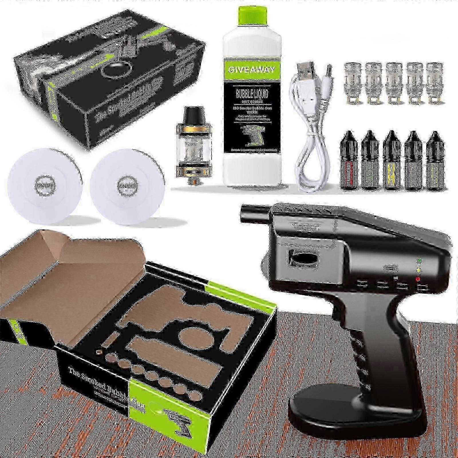 كوكتيل بندقية الدخان ، طقم مدخن الكوكتيل ، مسدس دخان فقاعة الكوكتيل مع زيت عطري 5 نكهات وفقاعة صالحة للأكل للطعام والشراب ، كوكتيل بخار آروم