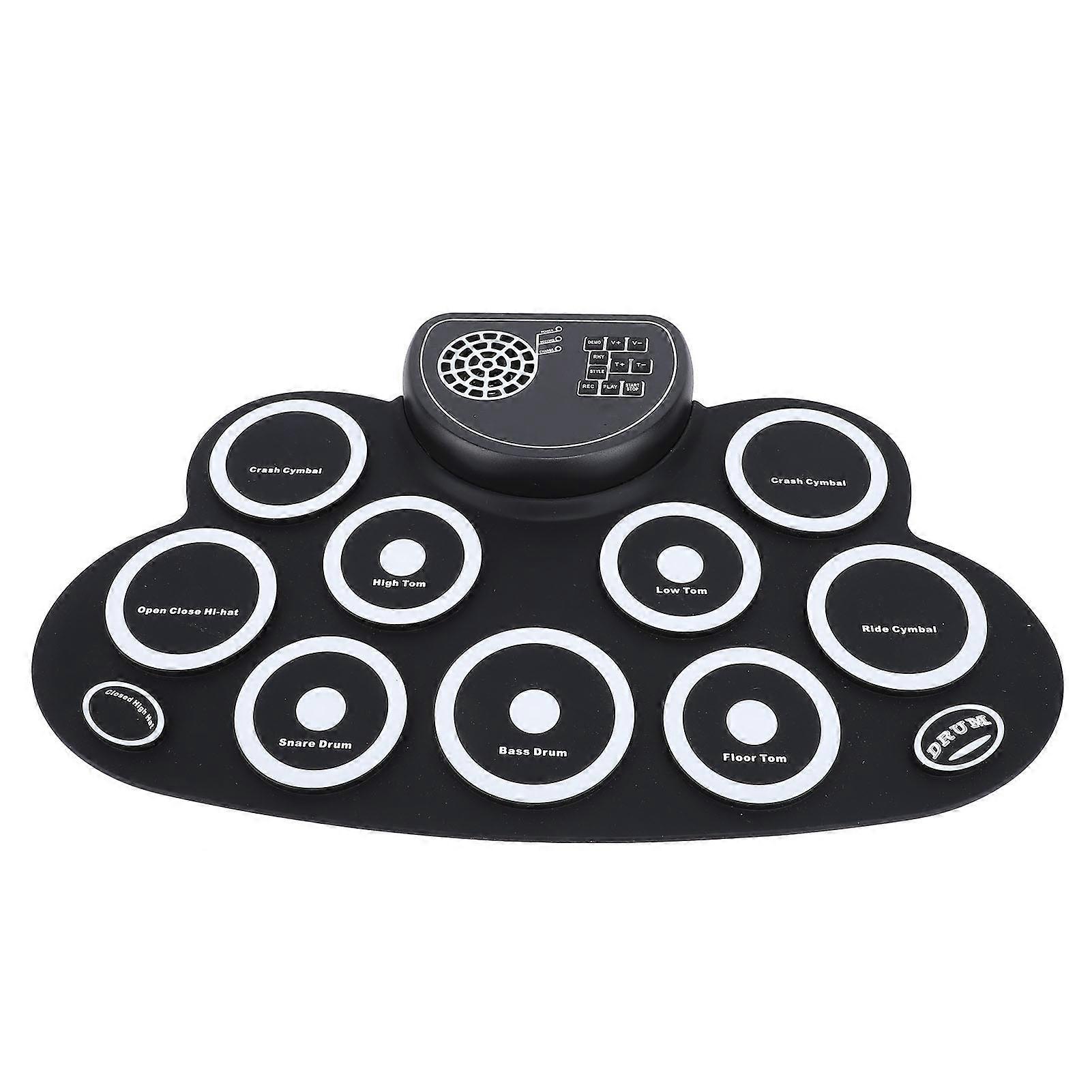 Electronic Roll Up Drum Pad Set Rechargeable Built In Speaker Silicone Electric Practice Drum with Double Pedal 